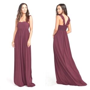Show Me Your Mumu XXS Wedding June Maxi Dress in Merlot Chiffon Elegant